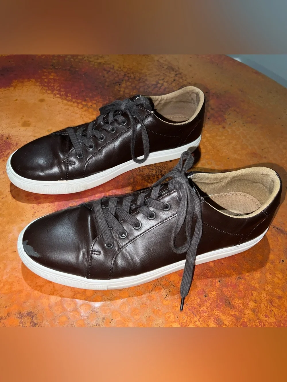 Men's Banana Republie Vegan Leather Sneakers Dark Brown Size 10
